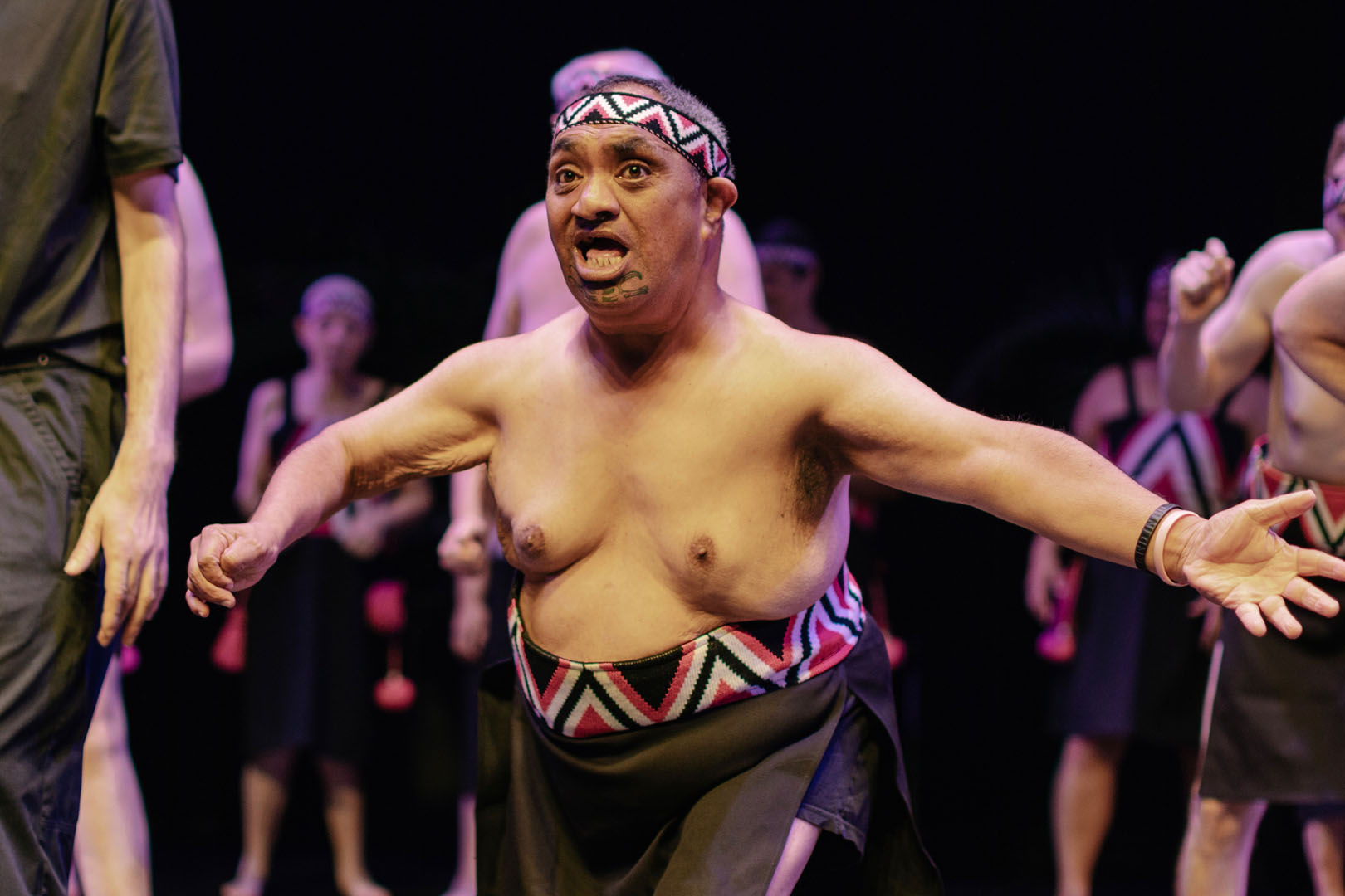 A kaihaka performs a haka very passionately. 