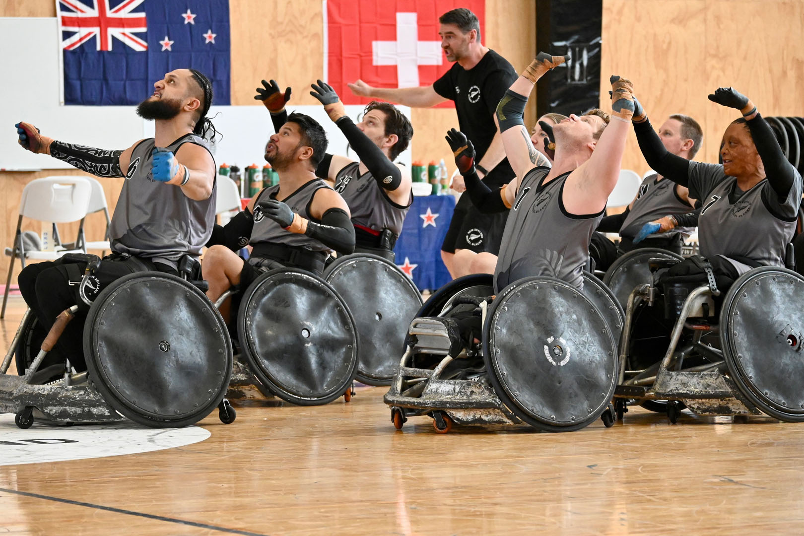 The Wheel Blacks team performing a powerful and emotional haka.