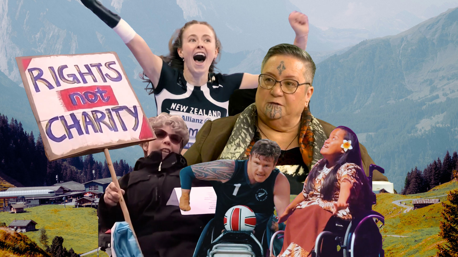 A collage of a range of disabled people