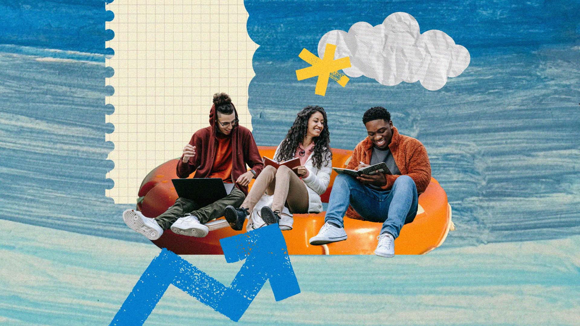 A collage image illustrates students